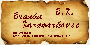 Branka Karamarković vizit kartica